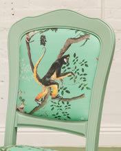 Load image into Gallery viewer, French Vintage Chairs Upholstered Mint Monkey Fabric (set of 4)
