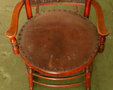 Load image into Gallery viewer, Antique 1910 Barley Twist and Spindle Back Rocker With a Leather Seat
