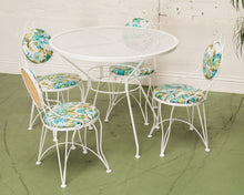 Load image into Gallery viewer, White and Turquoise Vintage 5 piece Patio Set
