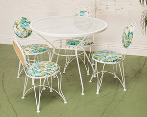 White and Turquoise Vintage 5 piece Patio Set