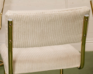 Cordoroy Chic Ivory and Brass Chair