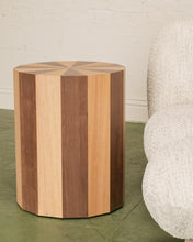 Load image into Gallery viewer, Round Two Toned Wood Side Table
