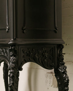 Black French Ornate Curio Cabinet