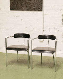 Vintage Italian Chrome & Leather Lounge by Fasem Chair