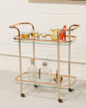 Load image into Gallery viewer, Wednesday brass and glass bar cart
