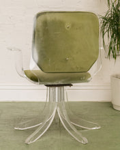 Load image into Gallery viewer, Olive Green Acylic Swivel Chair
