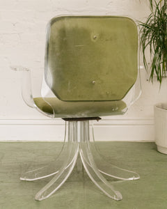 Olive Green Acylic Swivel Chair