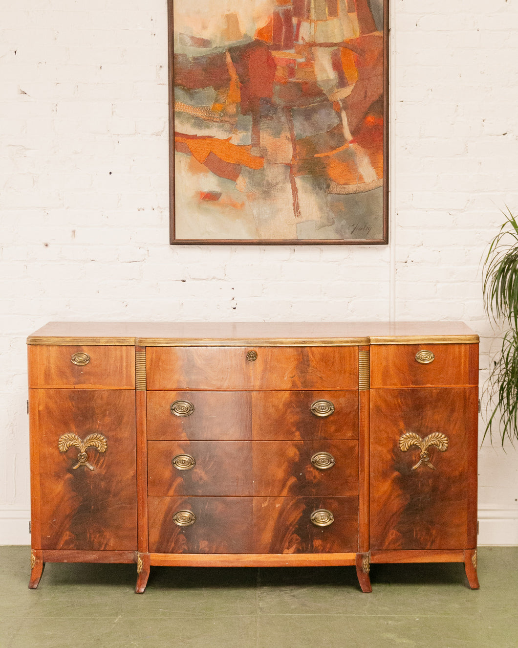 Early 20th Century Biedermeier Style Buffet with Brass Pulls