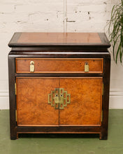 Load image into Gallery viewer, Vintage Black Chinoiserie Nightstand
