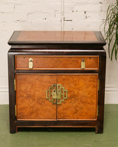 Vintage Black Chinoiserie Nightstand