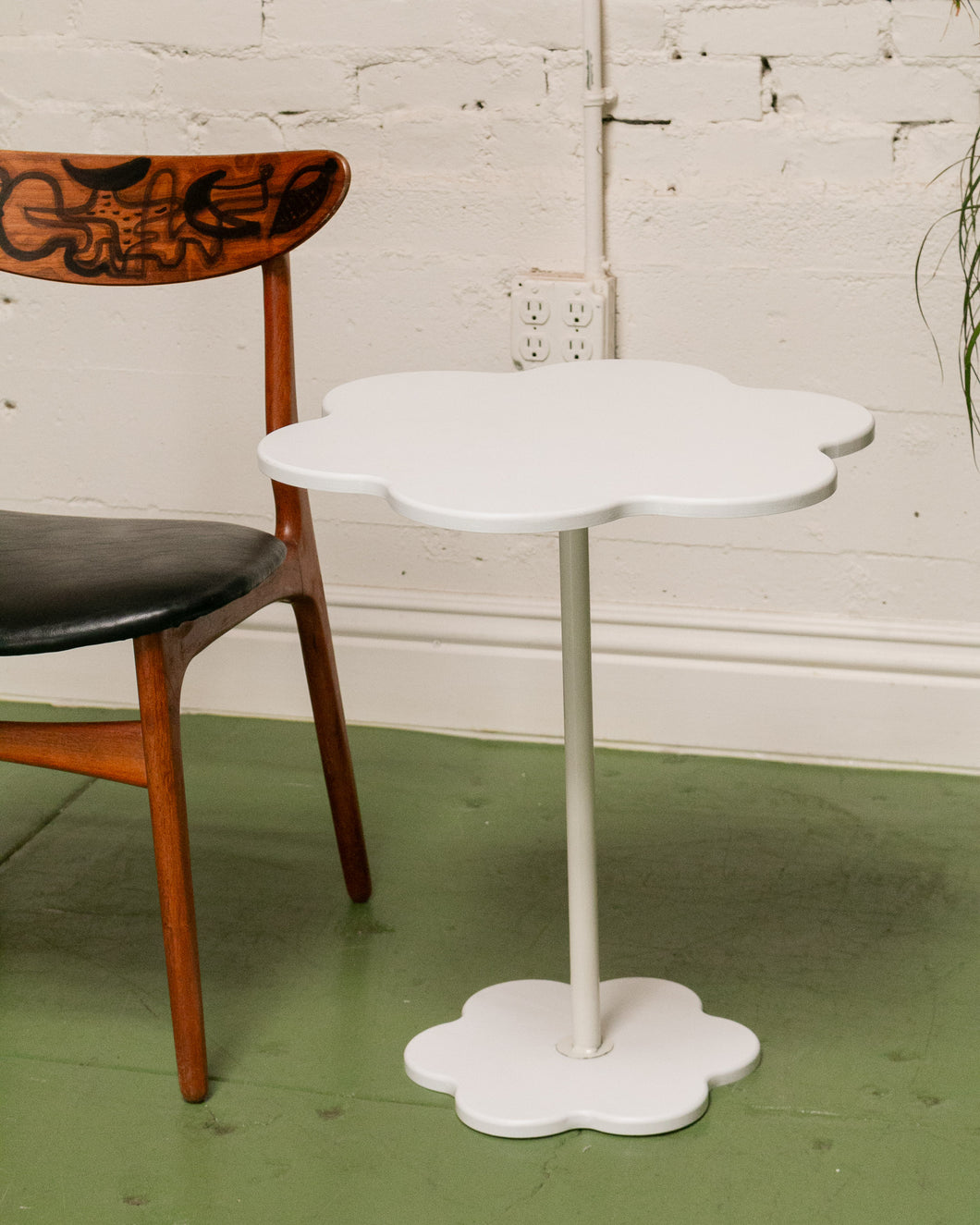 White Flower Side Table