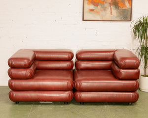 Elodie 2 Piece Modular Loveseat in Brown Leather