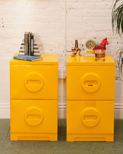 1970s Akro-Mils Yellow Plastic File Cabinets