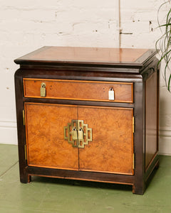 Vintage Black Chinoiserie Nightstand