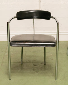 Vintage Italian Chrome & Leather Lounge by Fasem Chair