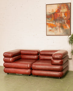 Elodie 2 Piece Modular Loveseat in Brown Leather