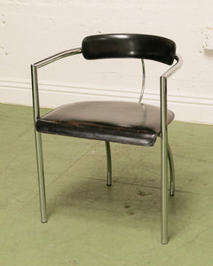 Vintage Italian Chrome & Leather Lounge by Fasem Chair