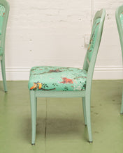 Load image into Gallery viewer, French Vintage Chairs Upholstered Mint Monkey Fabric (set of 4)
