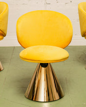 Load image into Gallery viewer, Sunny Yellow Velvet Pedestal Chair
