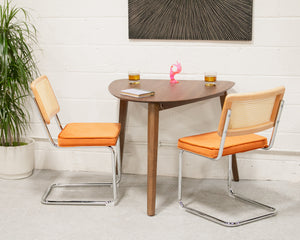 Blonde Cantilever Chair with Velvet Rust Seat