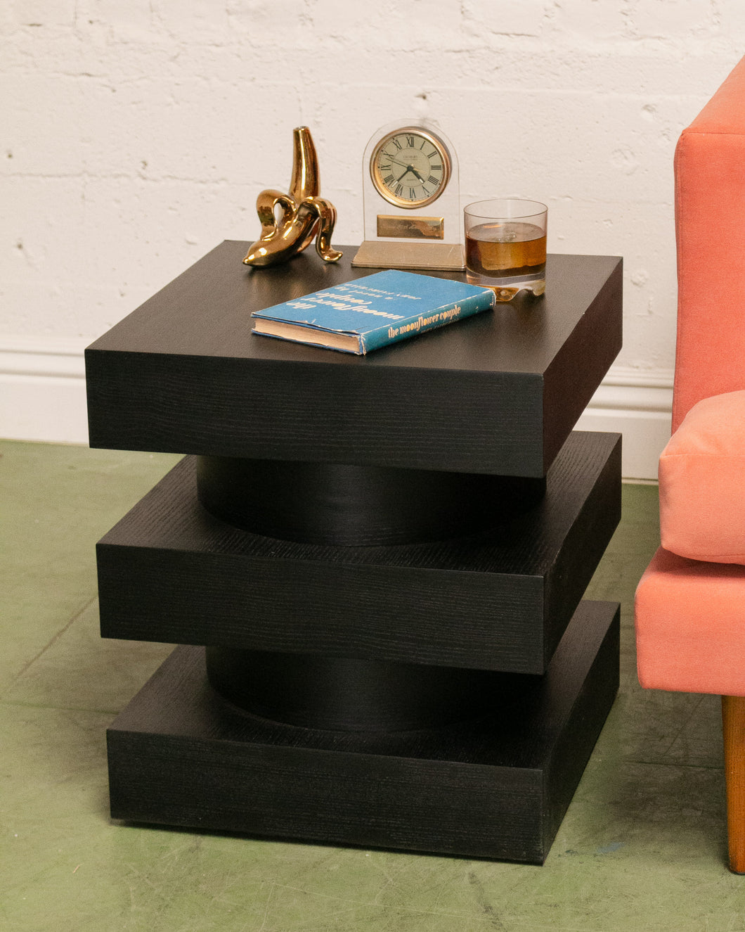 Black Stacked Square Side Table