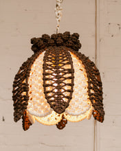 Load image into Gallery viewer, Macrame Brown and Cream Hanging Lamp
