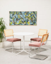 Load image into Gallery viewer, Dusty Rose Rattan and Chrome Chair
