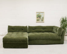 Load image into Gallery viewer, Prima Chaise and Bumper Olive Green Sofa
