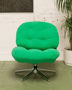 Green Corduroy Low Profile Swivel Chair