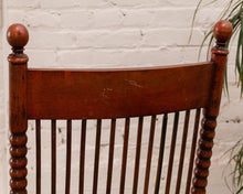 Load image into Gallery viewer, Antique 1910 Barley Twist and Spindle Back Rocker With a Leather Seat
