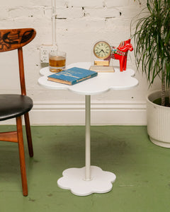 White Flower Side Table