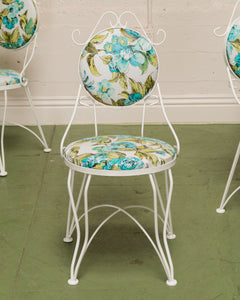 White and Turquoise Vintage 5 piece Patio Set