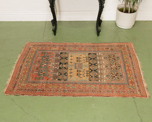 Vintage Turkish Handwoven with Pastel and Pink Rug