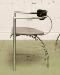 Vintage Italian Chrome & Leather Lounge by Fasem Chair