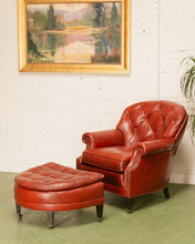 Load image into Gallery viewer, Vintage Tufted Leather Club Chair and Ottoman
