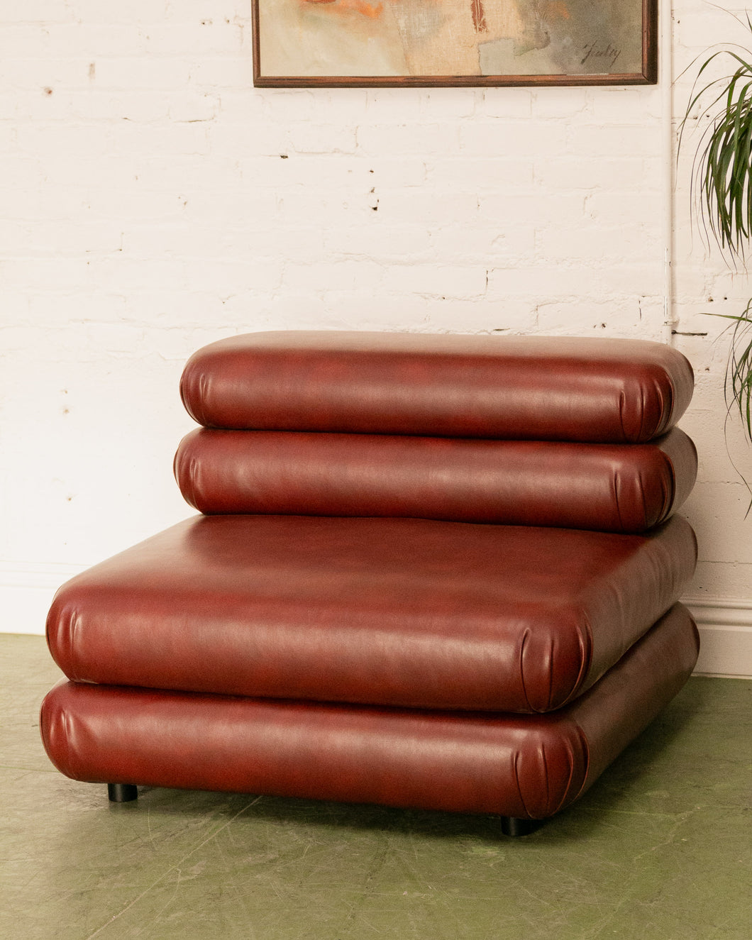 Elodie Armless Chair in Brown Leather