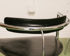 Vintage Italian Chrome & Leather Lounge by Fasem Chair