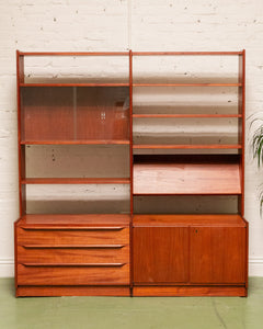 Vintage Teak Freestanding Shelving System, Denmark 1950