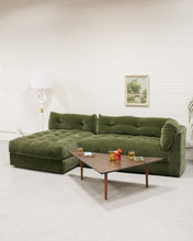 Load image into Gallery viewer, Prima Chaise and Bumper Olive Green Sofa
