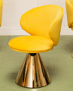 Sunny Yellow Velvet Pedestal Chair