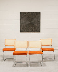 Blonde Cantilever Chair with Velvet Rust Seat