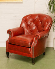 Load image into Gallery viewer, Vintage Tufted Leather Club Chair and Ottoman
