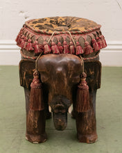 Load image into Gallery viewer, Carved Wood Elephant Pachyderm Stool Figure
