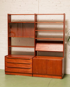 Vintage Teak Freestanding Shelving System, Denmark 1950