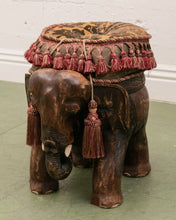 Load image into Gallery viewer, Carved Wood Elephant Pachyderm Stool Figure
