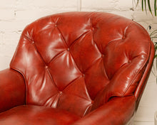 Load image into Gallery viewer, Vintage Tufted Leather Club Chair and Ottoman
