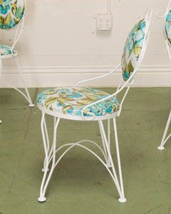 White and Turquoise Vintage 5 piece Patio Set