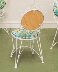 White and Turquoise Vintage 5 piece Patio Set