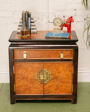 Load image into Gallery viewer, Vintage Black Chinoiserie Nightstand
