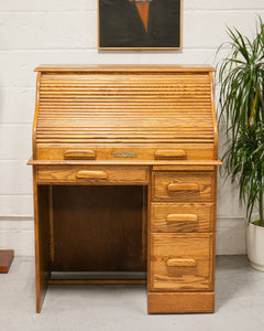 Antique Oak Roll Up Desk